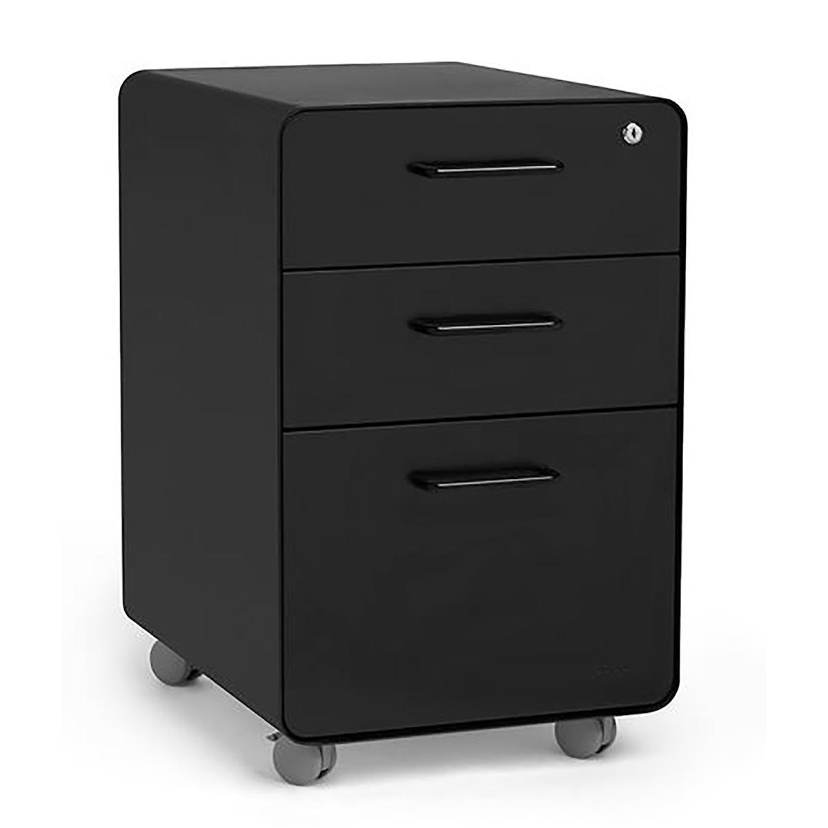 Poppin Matte Black 3Drawer Stow Locking Filing The Container